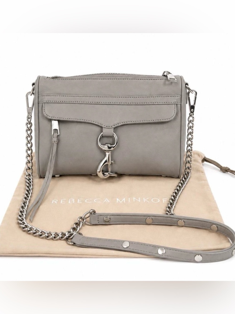 Rebecca Minkoff Mini MAC Crossbody Bag
Dove Gray Leather,Silver Chain Strap